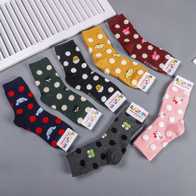 SRC006 Korean socks autumn and winter new dot cartoon sports casual ladies tube socks