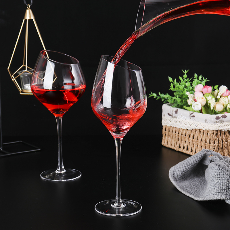 Vidrio de vino oblicuo Cristal de Lu Jing Boer Borgoña vidrio oblicuo champán copa de vino al por mayor