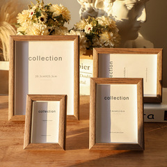 Solid wood picture frame 6 inches plus flushing and printing photo frame photo frame three-dimensional hollow simple solid wood photo frame table