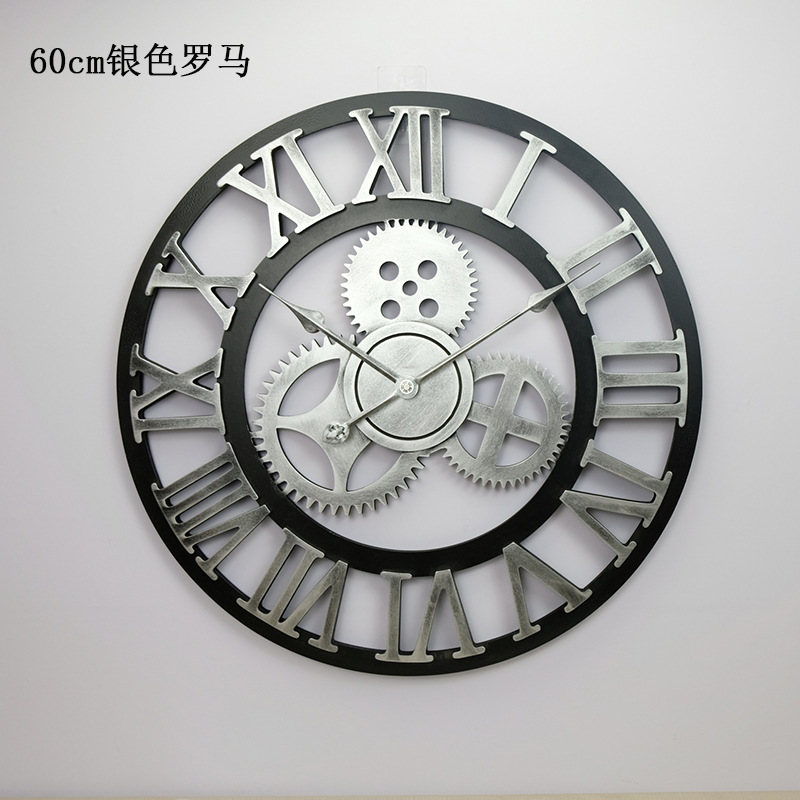 Reloj de pared mudo de madera de estilo industrial American Gear Reloj de pared Retro sala de estar comedor decoración creativa Reloj de pared