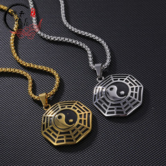 時尚古風太極陰陽八卦項鍊 不鏽鋼熱銷配飾 鈦鋼男女項鍊嘻哈飾品