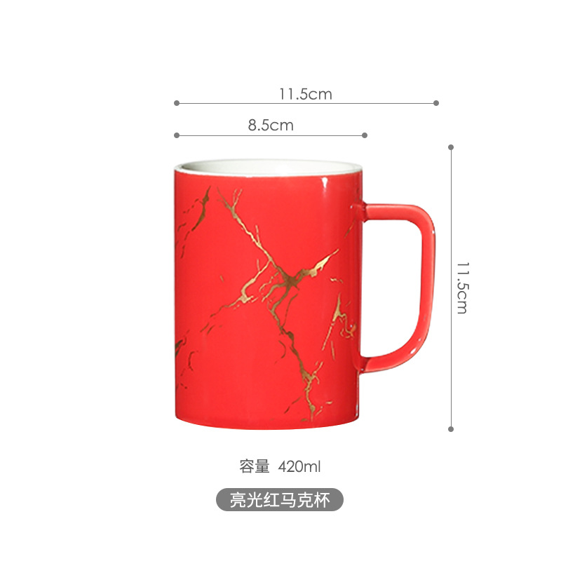 Nórdico patrón de piedra oro taza cerámica luz lujo simple Oficina té pareja leche hogar al por mayor
