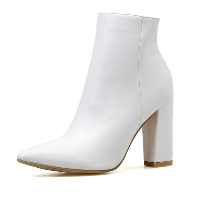 Foreign Trade wish Europe and the United States 2021 Winter new AliExpress high heel pointed plain Martin boots versatile women's short boots