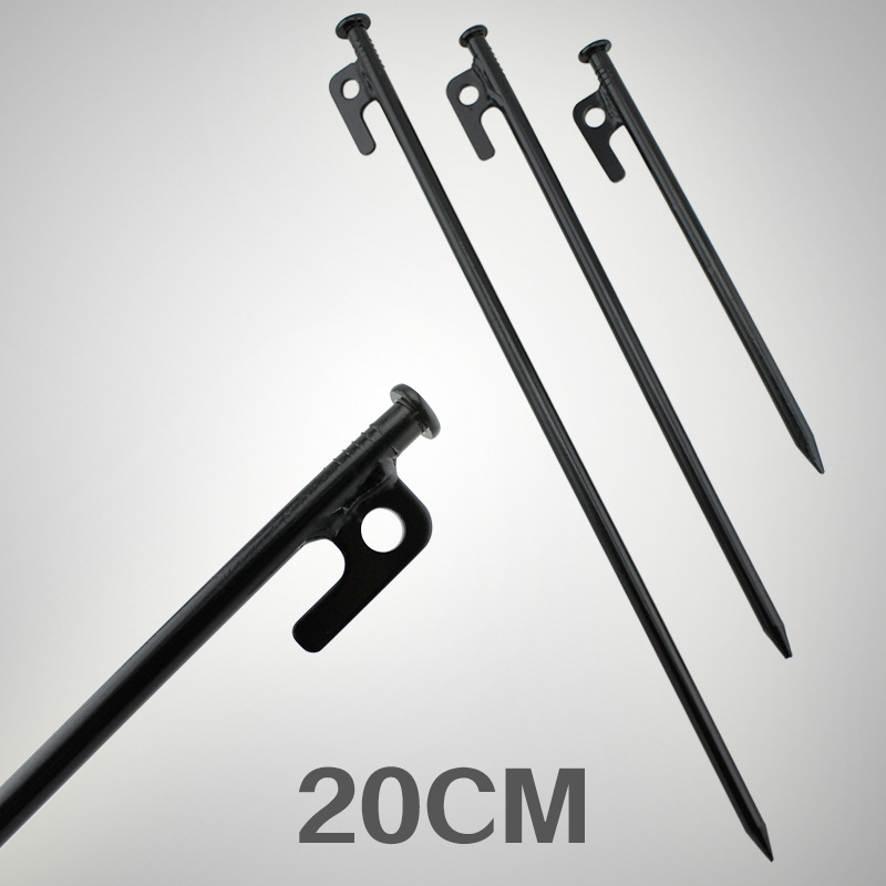 Outdoor canopy tent ground nail black straight camping ground nail beach camp steel iron nail 20CM