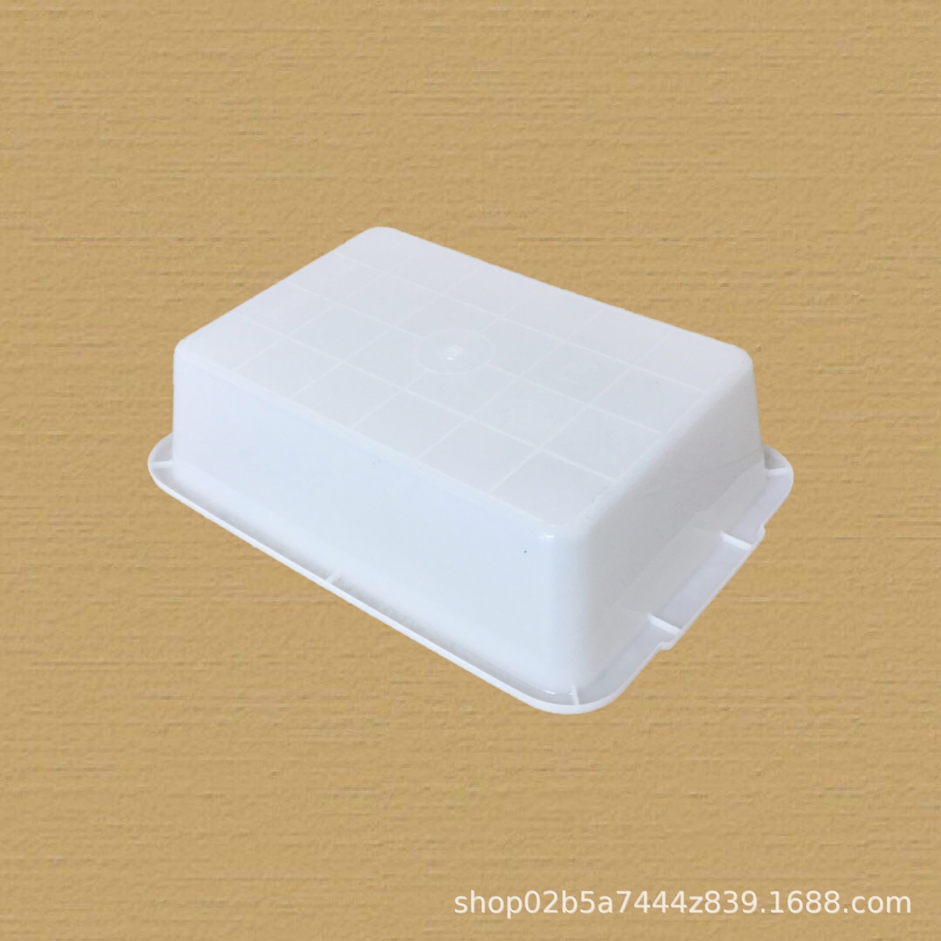 蓋なしのアイスボックス、アイスコンテナ、白い収納ボックス、浅いプラスチック製の氷皿、果物や野菜の鮮度保持ボックス