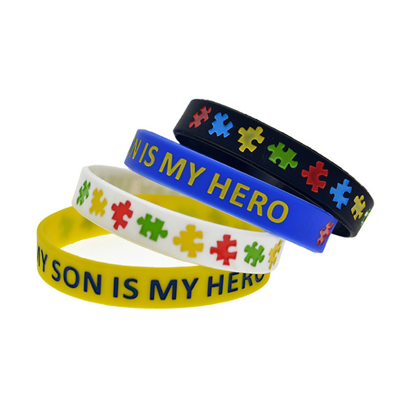 My son is my hero My son is my hero Silicone bracelet Autism puzzle wristband