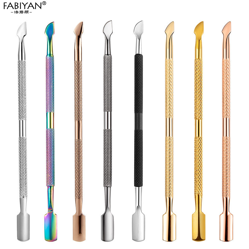 Cross-border nail art steel push dead skin push stainless steel double head nail removal planing color titanium nail file nail removal dead skin removal tool