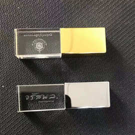 亚克力水晶U盘发光优盘金属黑胶体USB内雕图案logo