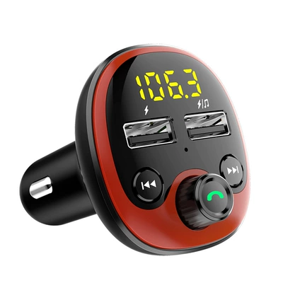 Car MP3 car Bluetooth MP3 lossless sound quality hands-free call car charger car Bluetooth mp3 factory direct sales (Car mp3) - bt21-red-standard-edition
