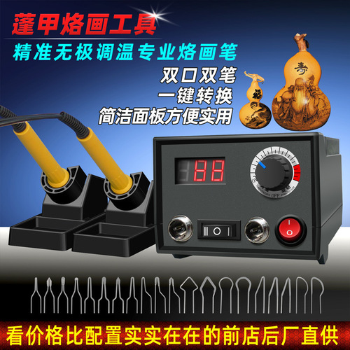 Pengjia Professional Temperature-Controlled Pyrography Machine, Pyrography Tool Kit, Gourd Wood Board, Heat Transfer Painting and Carving Machine, Electric Soldering Iron, Paintbrush