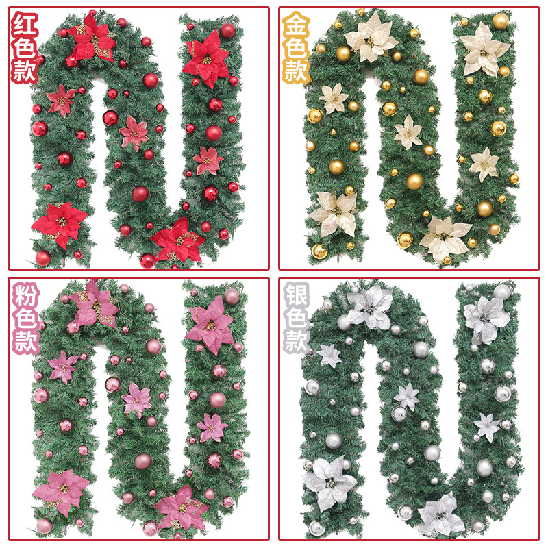 Navidad decoración ratán 2,7 m cifrado colgando adornos árbol de Navidad decoraciones del Festival de oro rojo guirnalda conjunto image 3