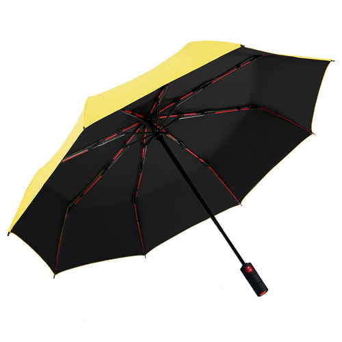 Anti-storm sun automatic umbrella three-fold red fiber fully automatic umbrella men's sun protection umbrella wholesale umbrella