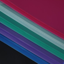 跨境热卖竖款办公用品粘扣文件袋 简约彩色透明塑料资料袋A4A5FC