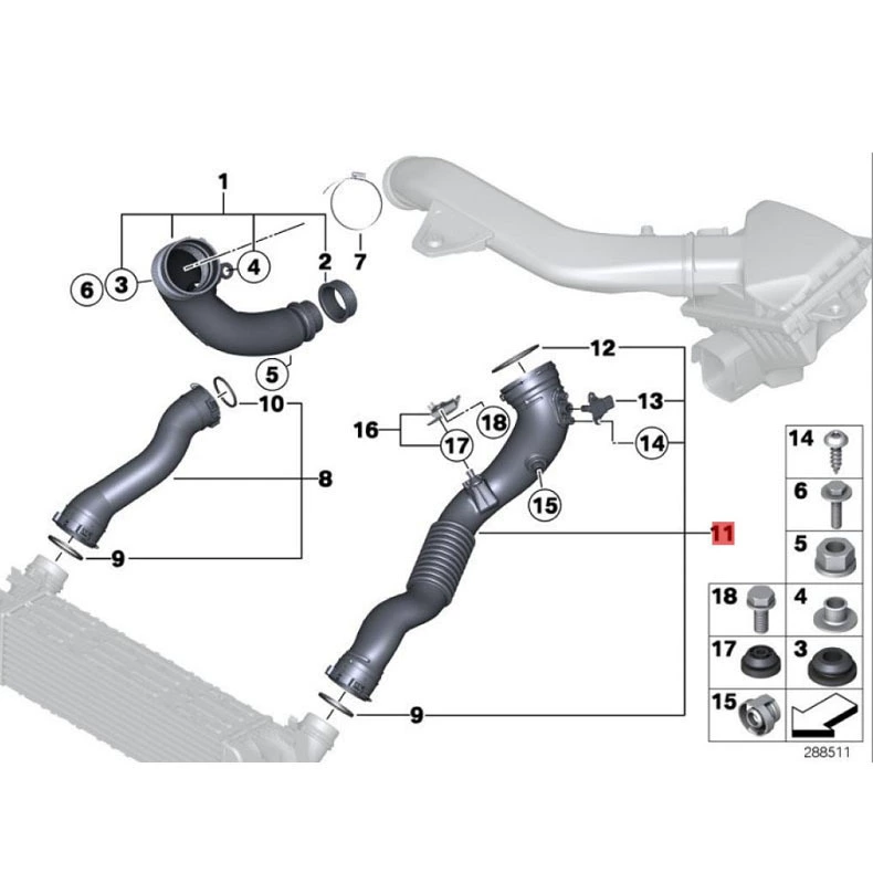 Подходит для BMW F25F26 Coolinger трубка F23 Instantic трубка F87 надувные направляющие турбированный впускной патрубок