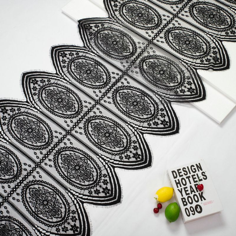 蕾丝圆眼睫毛花边75CM宽婚纱睫毛蕾丝花边锦纶蕾丝面料裙装婚头纱