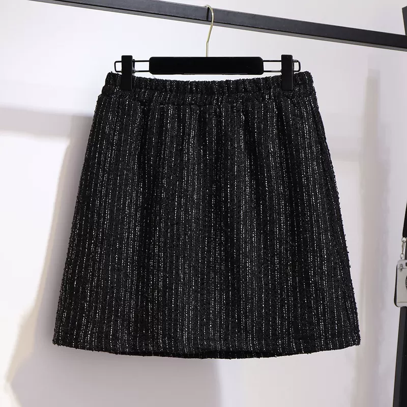 Плящ летний расширенный юбка для полных женщин, стиль Chanel, клинья A-силуэт, акцент на бёдрах