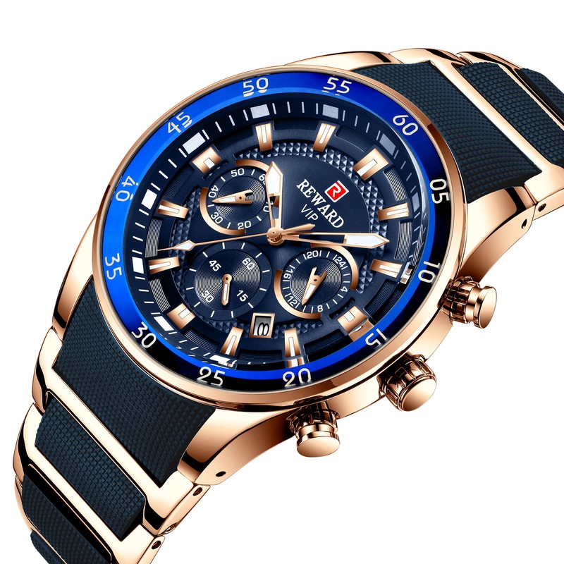 Reward81011 Men's Watch Multi-Functional Sports Three-Eye Watch Calendar Waterproof Solid Steel Band Men's Watch Reward81011 Men's Watch Multi-Functional Sports Three-Eye Watch Calendar Waterproof Solid Steel Band Men's Watch
