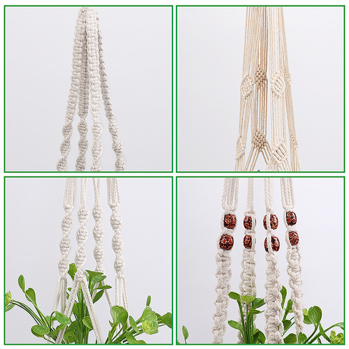 diy Nordic style decoration hand-woven cotton rope decoration sling hanging hanging basket flower pot net pocket wall decoration