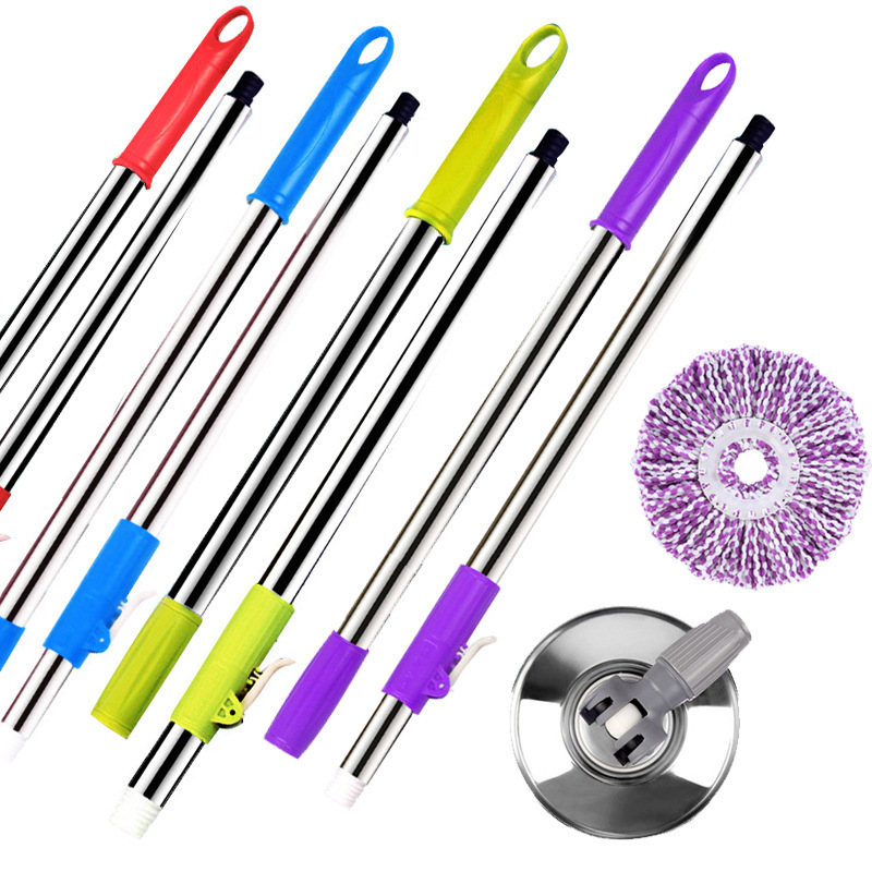 Rotating Mop Rod Hand-free Washing Household Hand-pressure Telescopic Drying Haoshen Tow Bold Segmented Rod Mop Head Bucket Accessories