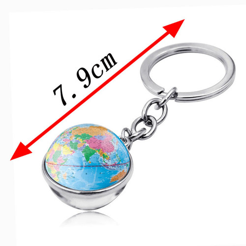 Map globe pattern time gem key chain pendant creative crystal glass ball pendant key chain pendant
