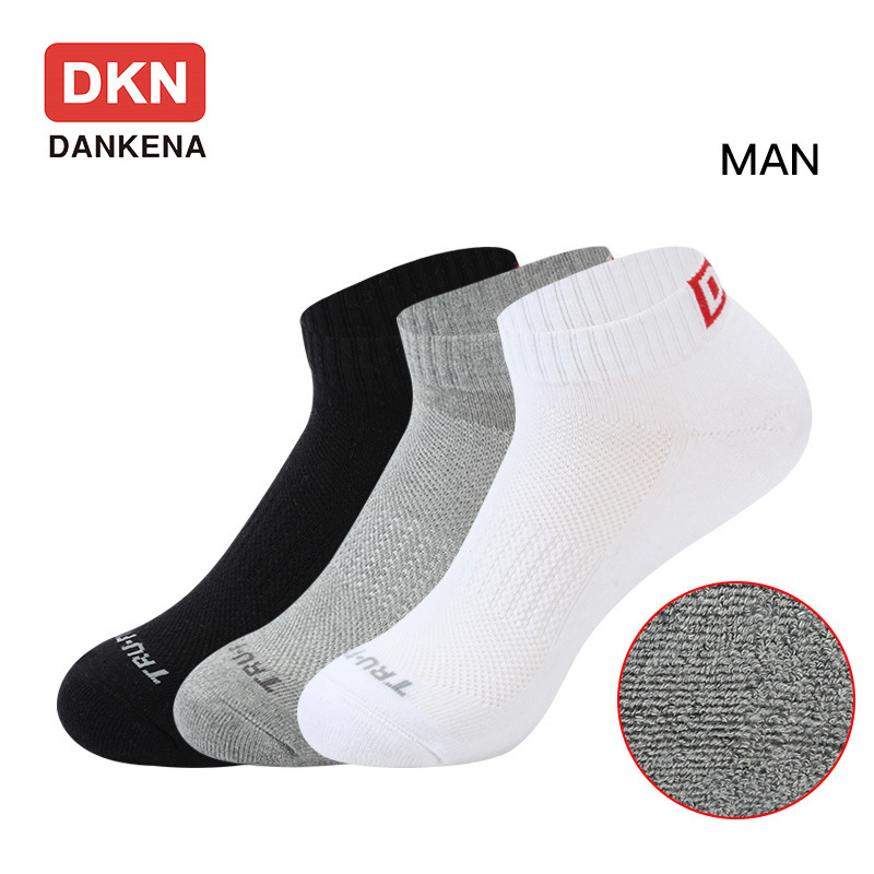 Men's half Terry short tube boat Socks mesh breathable shallow socks autumn and winter New DKN standard towel socks wholesale
