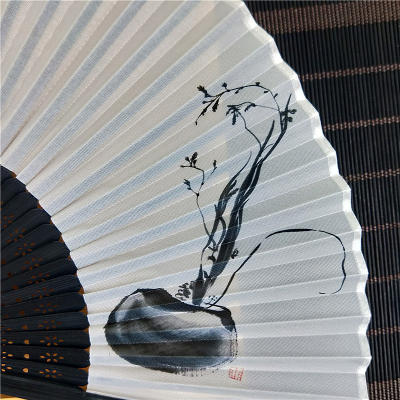 Nuevo estilo japonés de 6 pulgadas ventilador de estilo chino Zen kimono ventilador de impresión y teñido ventilador de estilo antiguo erudito pequeño ventilador Masculino