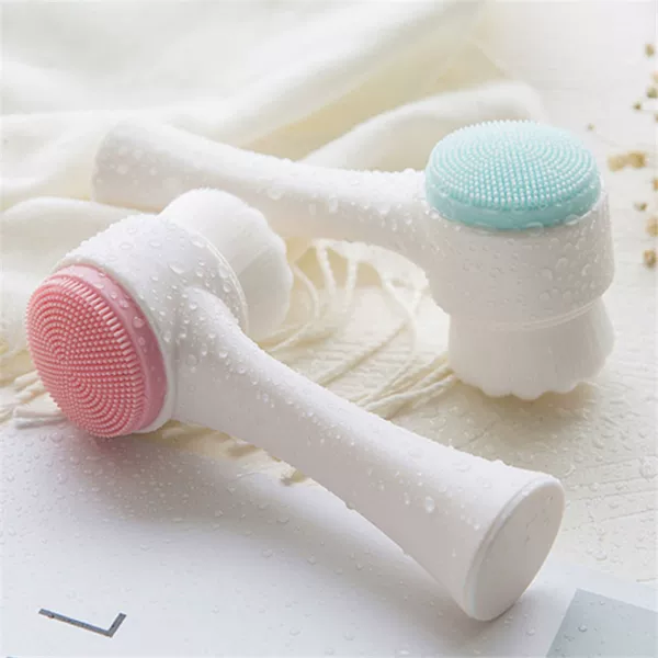 Soft Wool Silicone Double-Sided Face Brush Household Manual Cleansing Brush 3D Face Cleanser Dual-Use Massage Brush