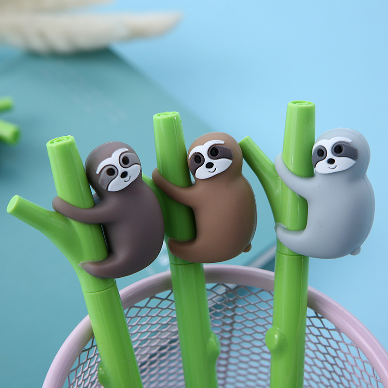 Factory sloth silicone gel pen wholesale medium sail creative small fresh black ink pen cute cartoon sign pen