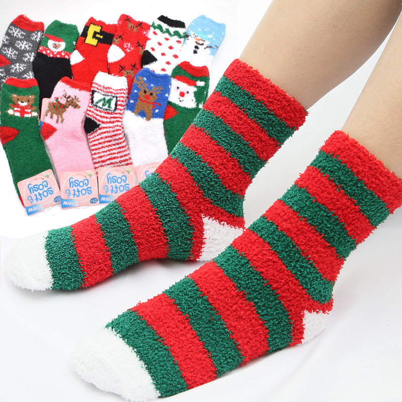 Winter Sale Thickened Women's Coral Velvet Soft Plush Home Christmas Socks Towel Women's Sleeping Socks Wholesale