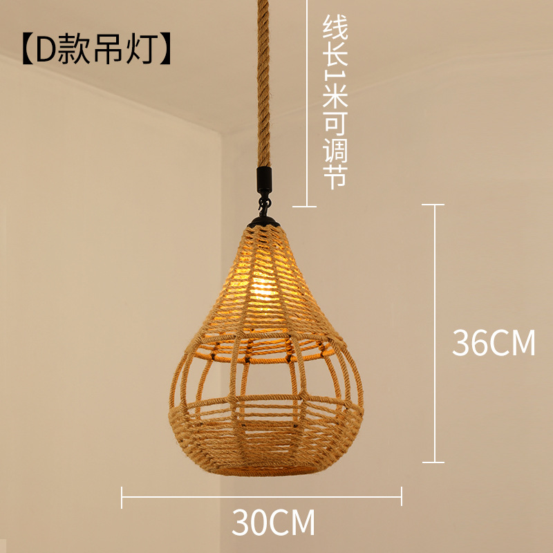 Retro estilo industrial cuerda de cáñamo lámpara cuerda hecha a mano bricolaje pantalla ropa restaurante personalidad creativa país cáñamo cuerda araña