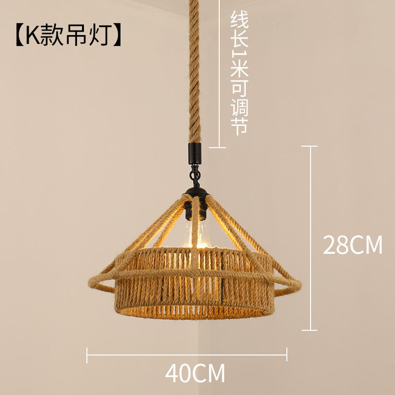 Retro estilo industrial cuerda de cáñamo lámpara cuerda hecha a mano bricolaje pantalla ropa restaurante personalidad creativa país cáñamo cuerda araña