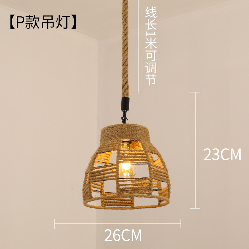 Retro estilo industrial cuerda de cáñamo lámpara cuerda hecha a mano bricolaje pantalla ropa restaurante personalidad creativa país cáñamo cuerda araña