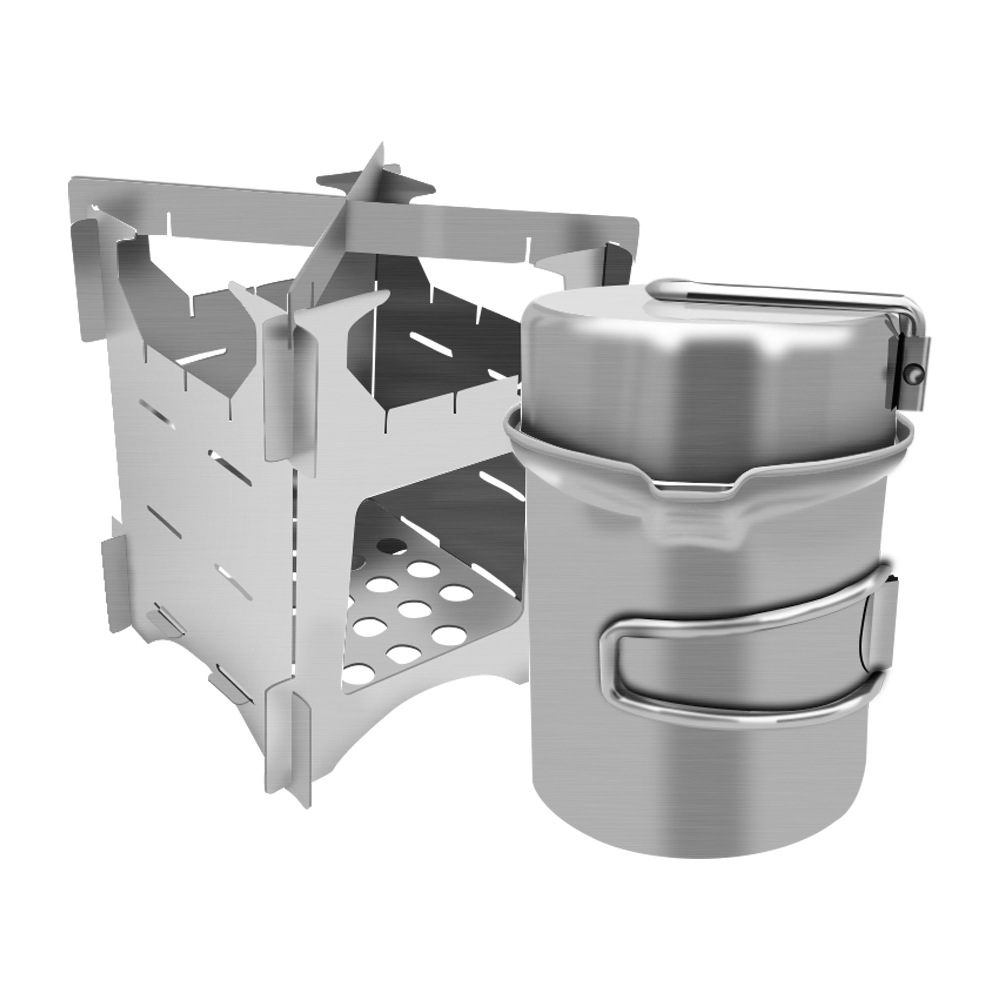 Small Diaolou wood stove + stainless steel pot set