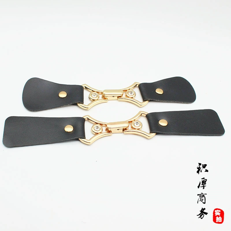 Трансграничные аксессуары для рукоделия золотой сплав Черная кожа длинные и короткие алмазные украшения вращающийся крючок Пряжка новая пара пряжек