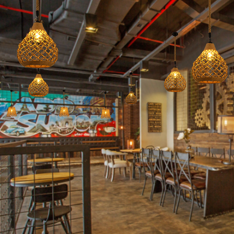 País americano retro cuerda de cáñamo comedor araña red café yurta creativa cafetería bar tienda de ropa araña