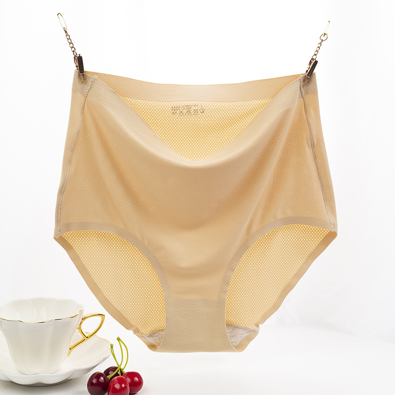 About Amoy new high waist breathable seamless underwear women's simple and comfortable breathable hip ice silk briefs