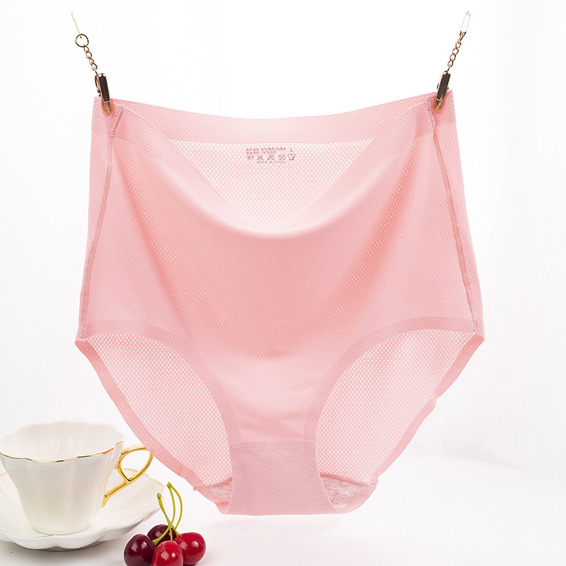About Amoy new high waist breathable seamless underwear women's simple and comfortable breathable hip ice silk briefs