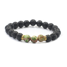 饰品跨境厂家供应火山石绿松电镀精美磁铁矿能量手链熔岩手串