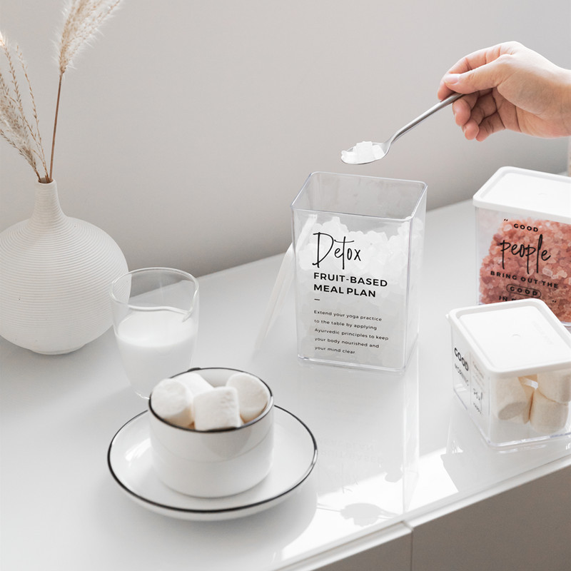 Tarro sellado caja de almacenamiento de grano transparente Cocina Comida caja de plástico botella de aperitivos frasco de almacenamiento a prueba de humedad