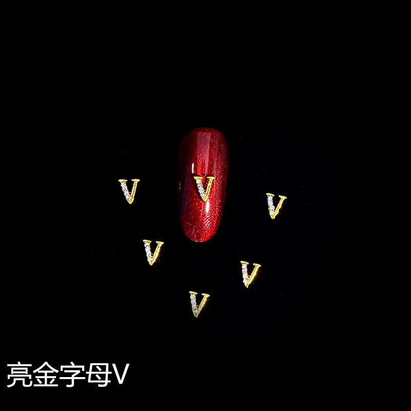 Nuevo LZ manicura 26 letras aleación joyería estilo japonés manicura online celebridad estilo brillante oro letras joyería clavo Taladro