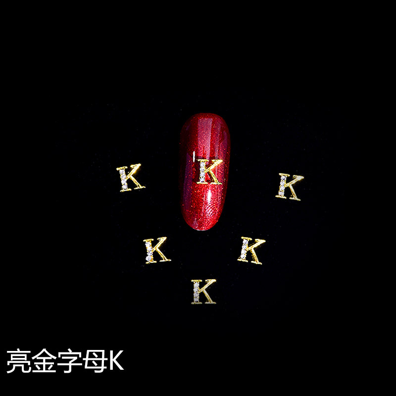 Nuevo LZ manicura 26 letras aleación joyería estilo japonés manicura online celebridad estilo brillante oro letras joyería clavo Taladro
