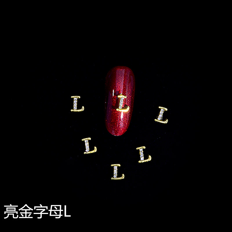 Nuevo LZ manicura 26 letras aleación joyería estilo japonés manicura online celebridad estilo brillante oro letras joyería clavo Taladro