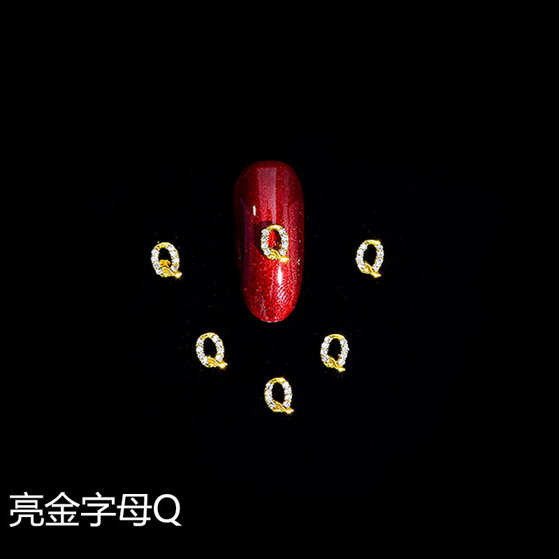 Nuevo LZ manicura 26 letras aleación joyería estilo japonés manicura online celebridad estilo brillante oro letras joyería clavo Taladro