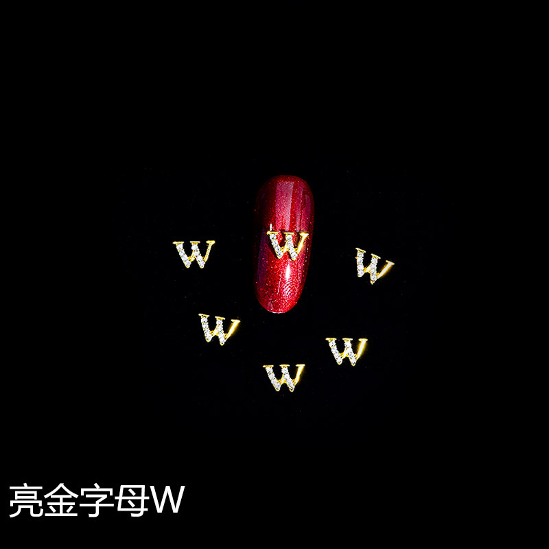 Nuevo LZ manicura 26 letras aleación joyería estilo japonés manicura online celebridad estilo brillante oro letras joyería clavo Taladro