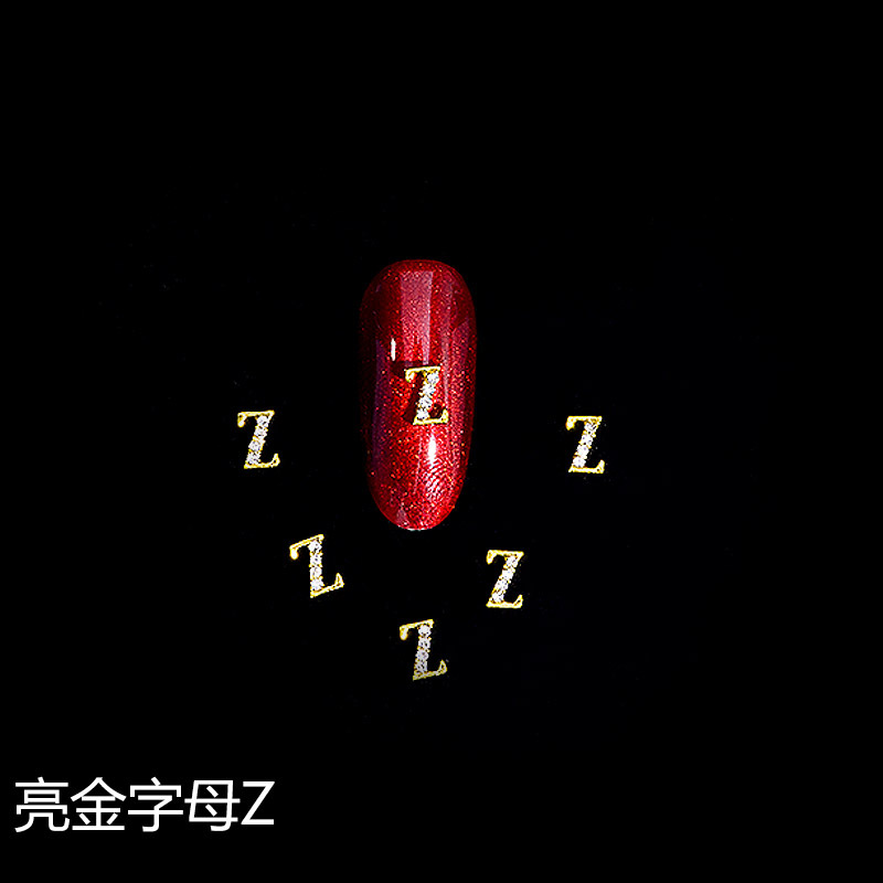 Nuevo LZ manicura 26 letras aleación joyería estilo japonés manicura online celebridad estilo brillante oro letras joyería clavo Taladro