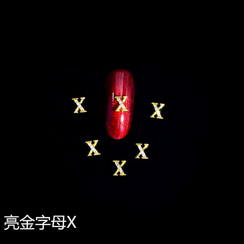 Nuevo LZ manicura 26 letras aleación joyería estilo japonés manicura online celebridad estilo brillante oro letras joyería clavo Taladro