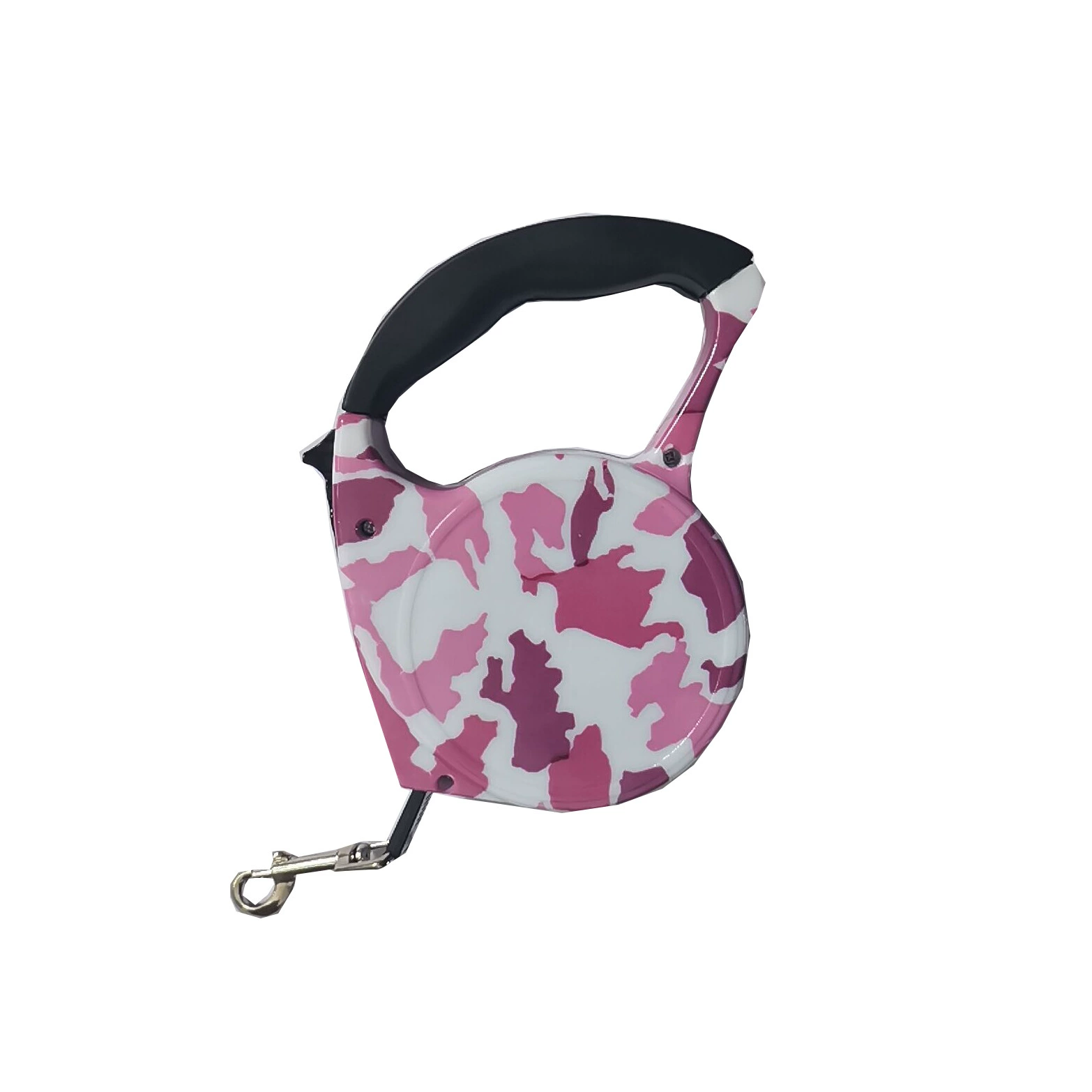 retractable pet leash, 5 m flat webbing, tpe+pp handle & nickel hook, reflective, 35 kg