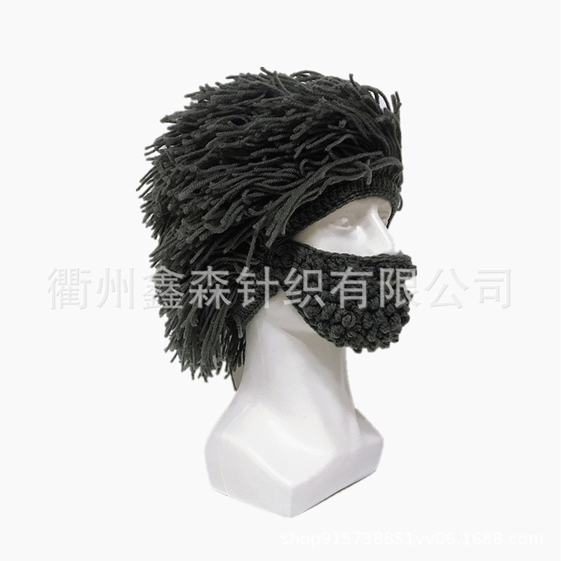 Wig Beard Creative Wool Hat Autumn and Winter Warm Outdoor Adult Funny Creative Ski Hat Wig Beard Creative Wool Hat Autumn and Winter Warm Outdoor Adult Funny Creative Ski Hat