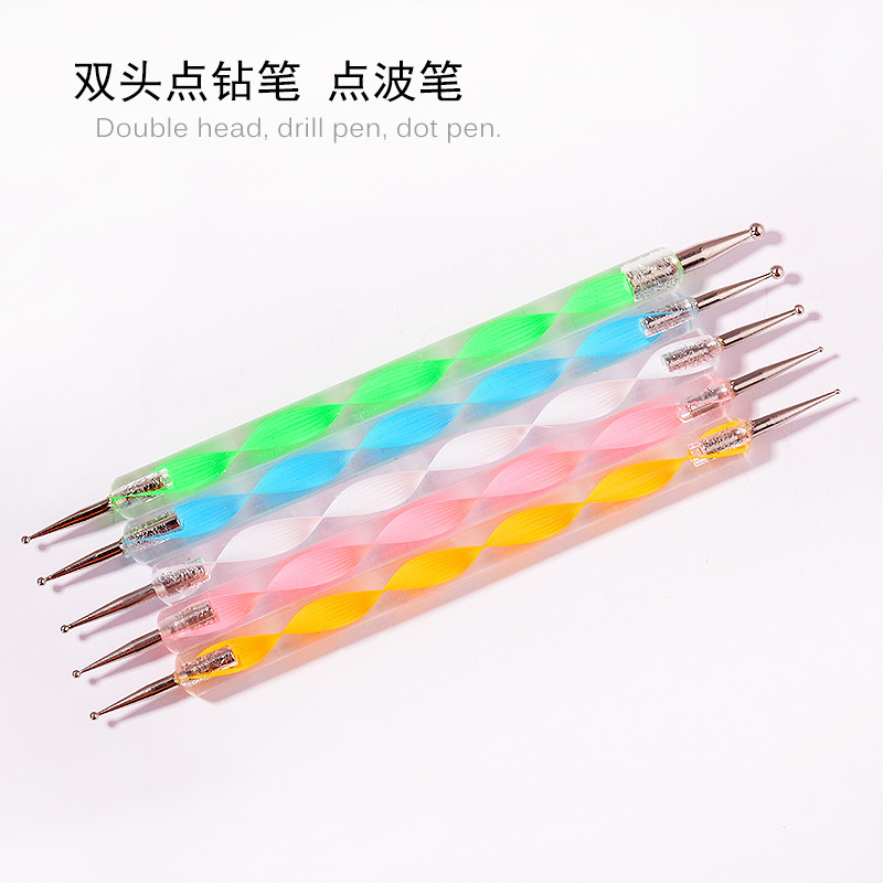 Wholesale nail art point drill pen 5 nail point drill pen double head acrylic spiral rod point flower needle nail art point flower pen Wholesale nail art point drill pen 5 nail point drill pen double head acrylic spiral rod point flower needle nail art point flower pen