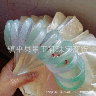 天然缅甸玉翡翠AB货飘花手镯手环配饰玉器绿翠玉直播货源现代简约
